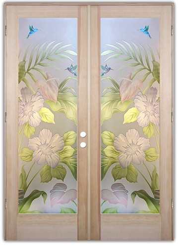 Hibiscus-Anthurium-3DE-painted-private-interior-double-doors-sans-soucie-art-glass