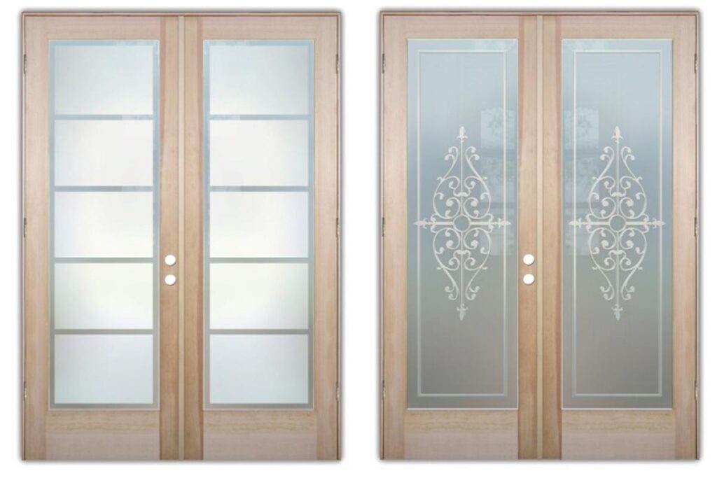 Double Pantry Doors With Glass Designs for Large Kitchen Openings