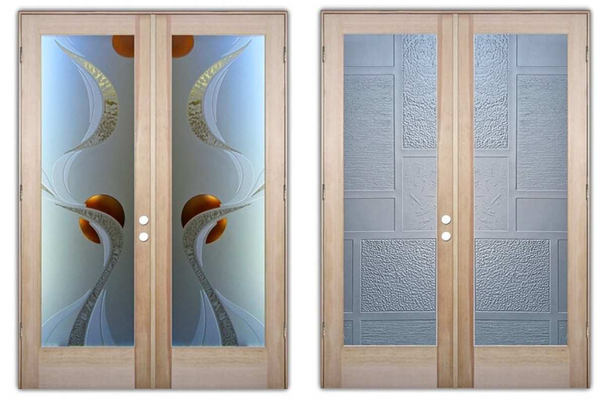 frosted glass double glass front doors Sans Soucie Art Glass