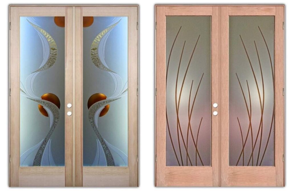 Double Pantry Doors With Glass Designs for Large Kitchen Openings