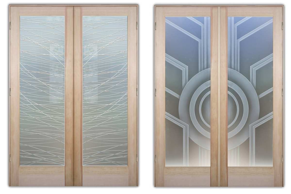 Interior double doors for bedrooms featuring light-filtering glass