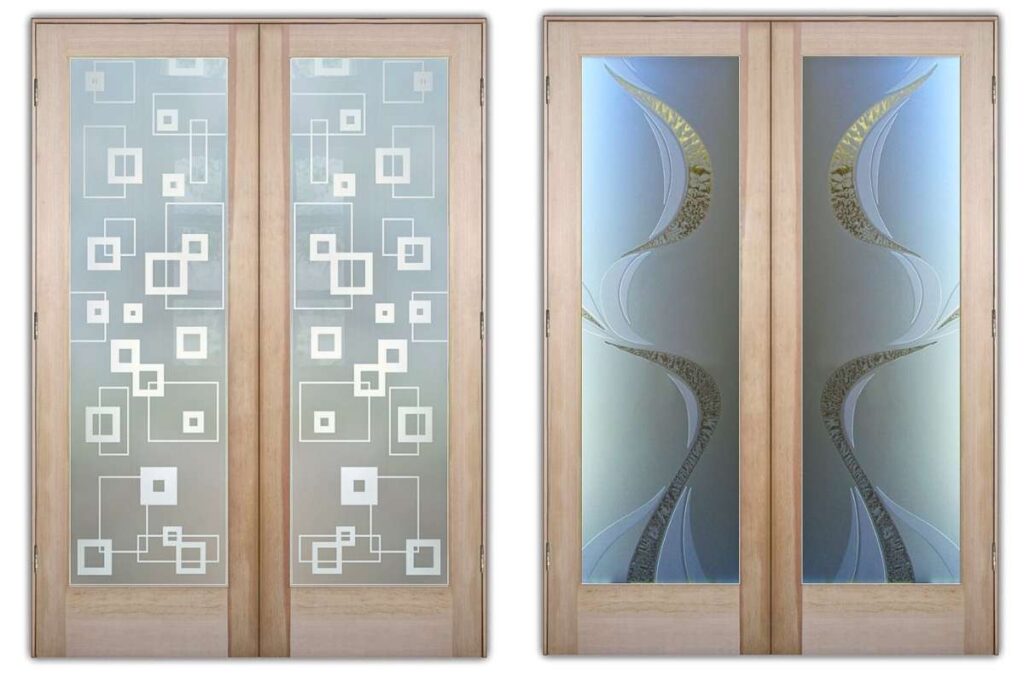Double Pantry Doors With Glass Designs for Large Kitchen Openings