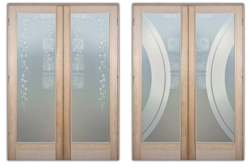 Double Pantry Doors With Glass Designs for Large Kitchen Openings