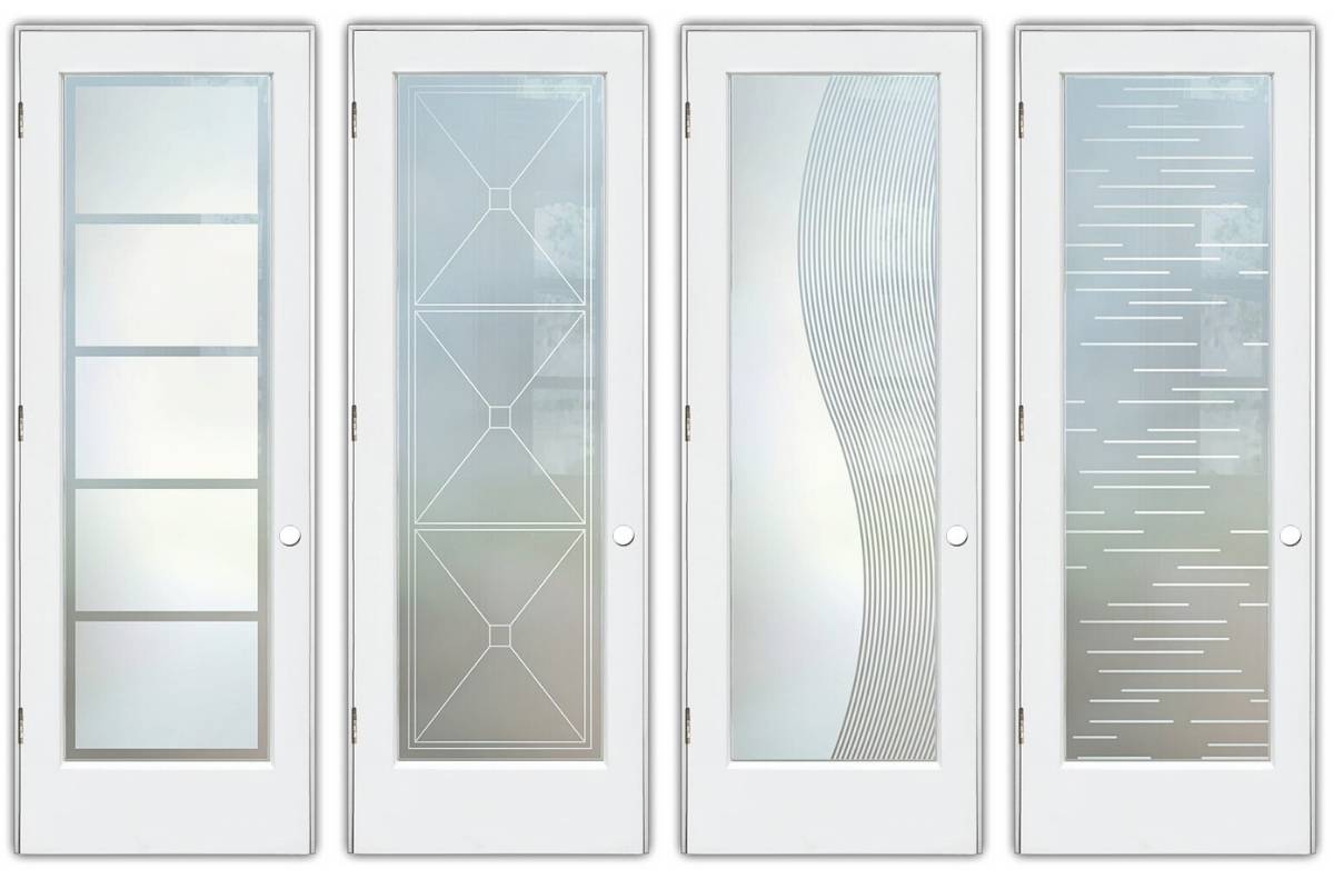 Minimalist and simple borders etched glass bathroom doors-sans soucie art glass