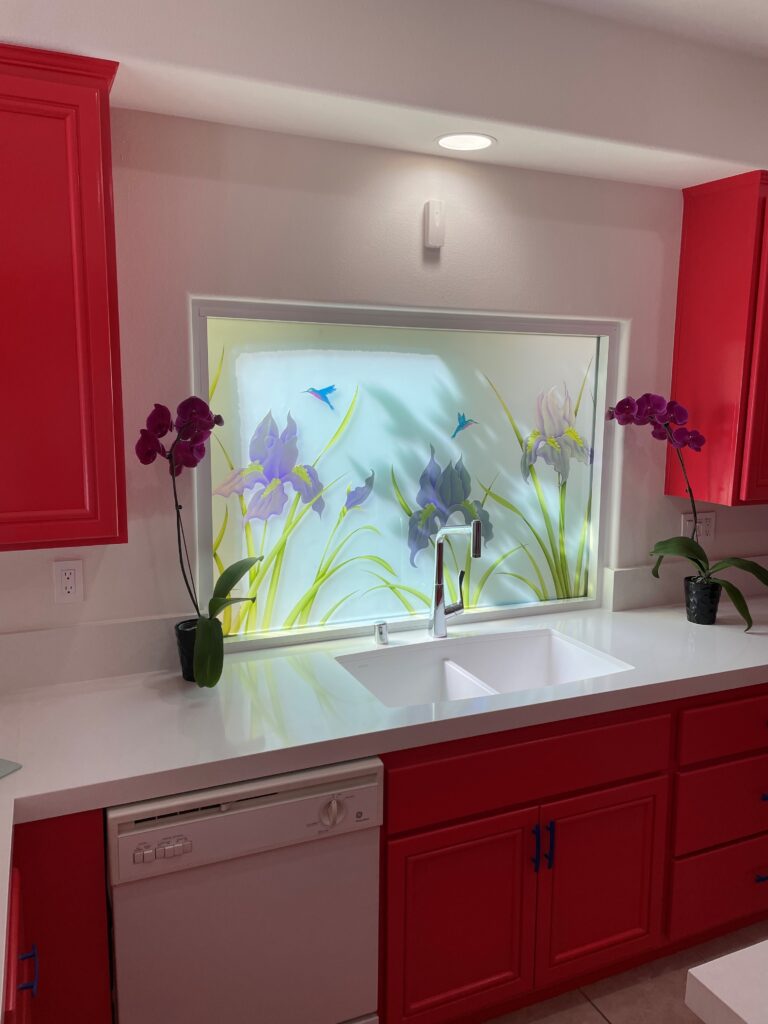 Frosted glass kitchen window