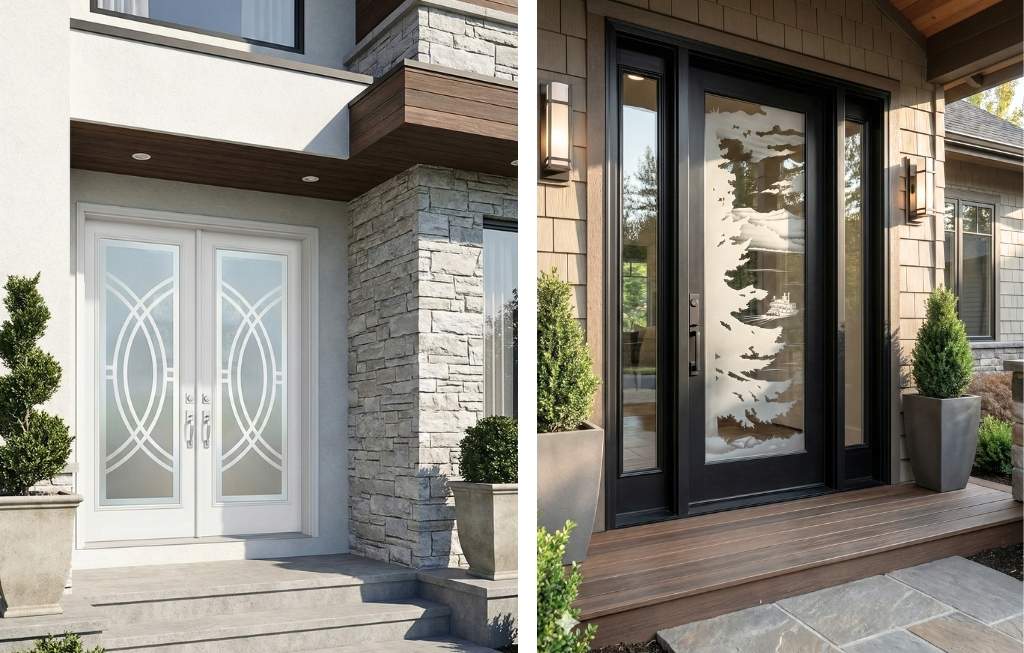 Glass doors, modern front doors with frosted glass from Sans Soucie Art Glass