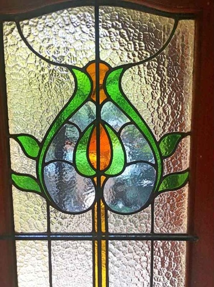 stained glass with floral motif