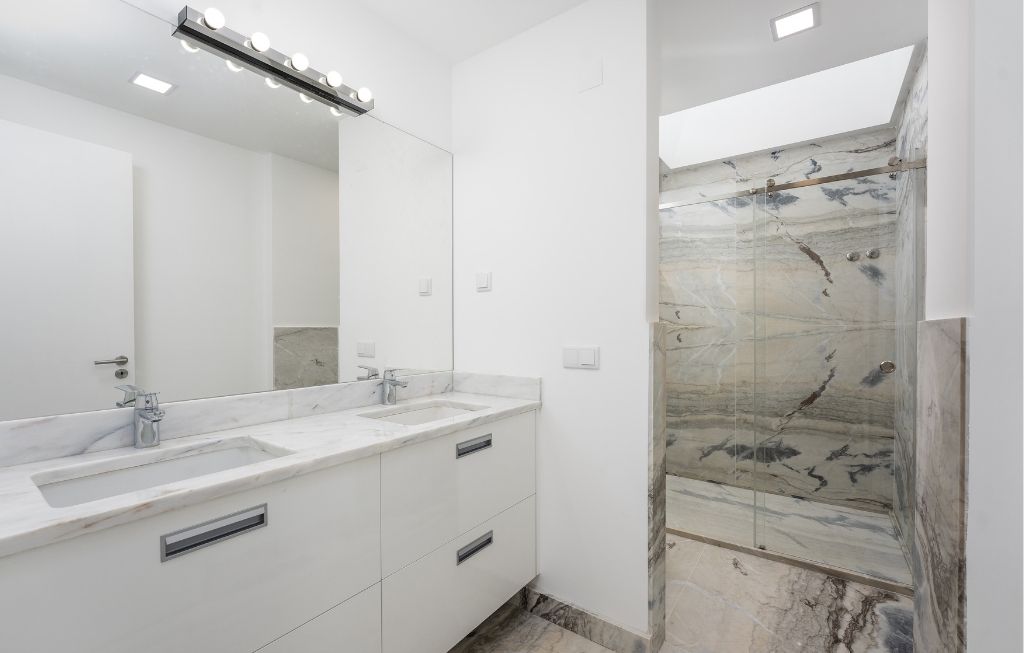 Bathroom with a skylight window
