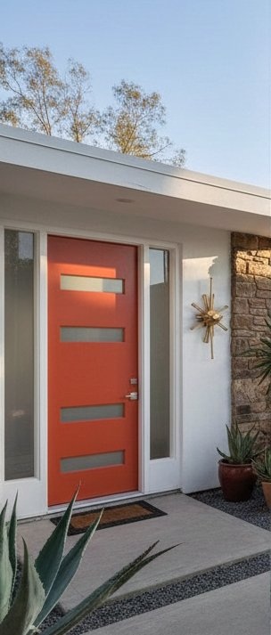 front door with narrow horizontal glass lites