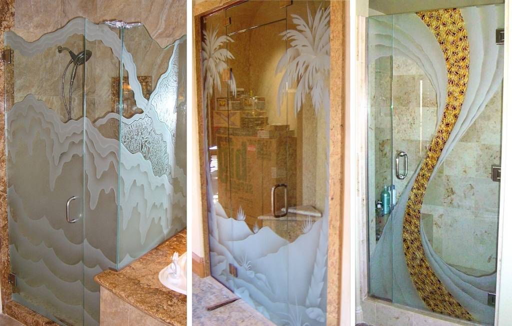 partially frosted shower doors