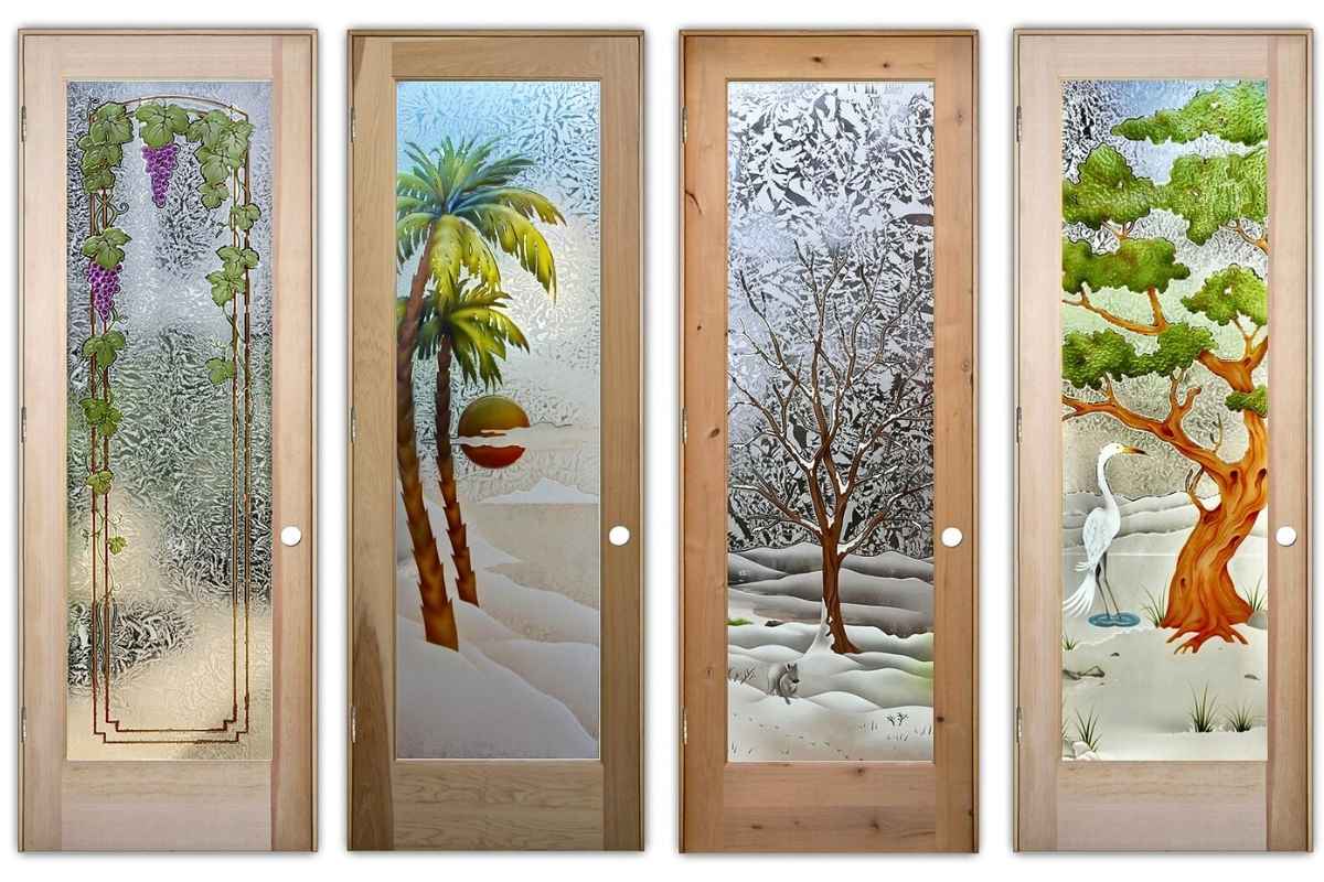 Colored glass internal doors and translucent glass interior doors that add a pop of personality to home interiors.