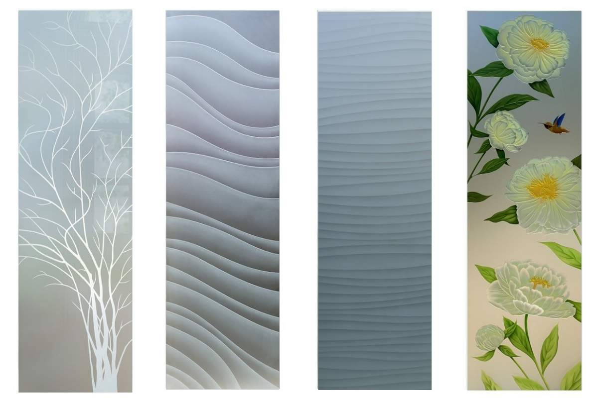 Private interior glass door inserts for bathrooms.