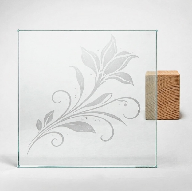 Etched glass sample swatch