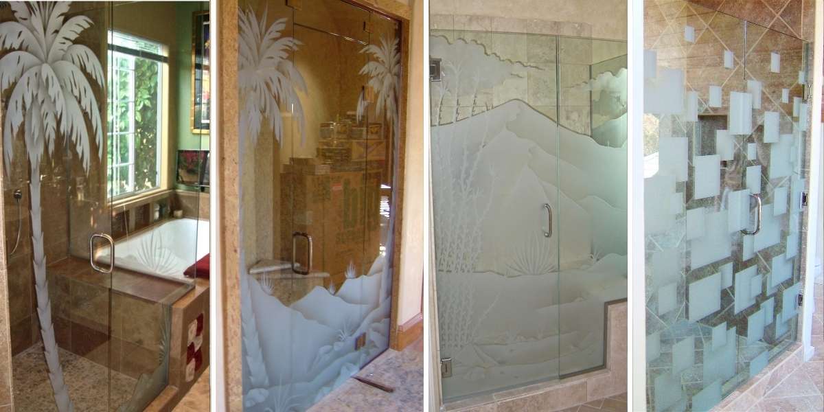 Walk-in showers with glass panels
