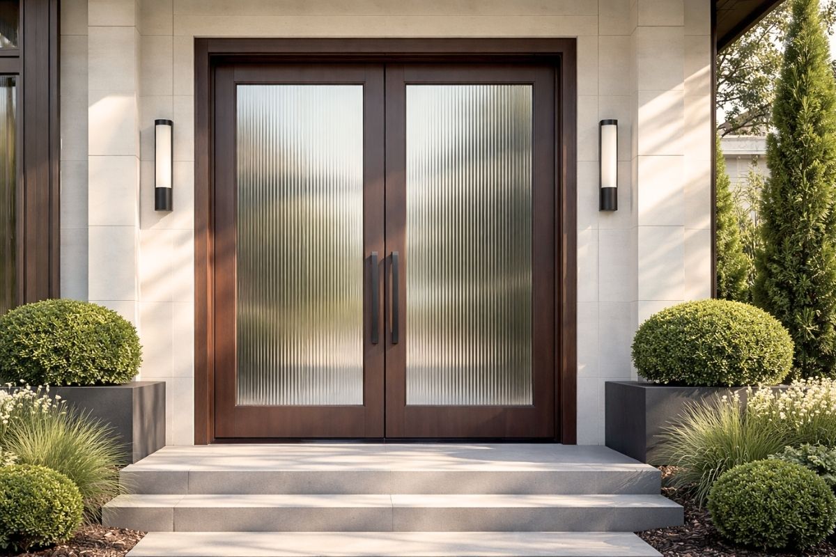 patterned reeded glass front doors
