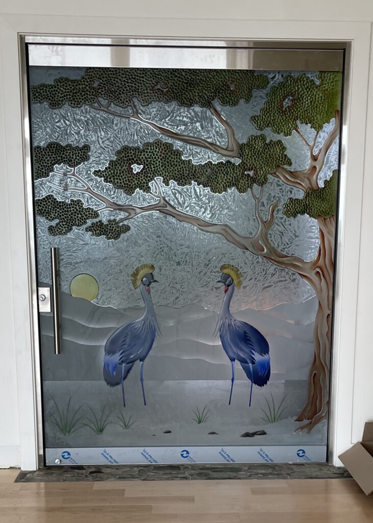 Painted and Textured Glass Door - Sans Soucie Art Glass