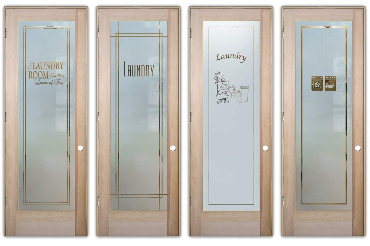 Modern frosted glass laundry doors - Sans Soucie Art Glass
