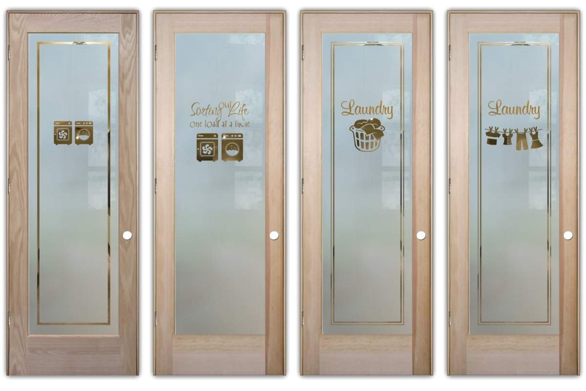 Translucent glass interior doors for laundry rooms