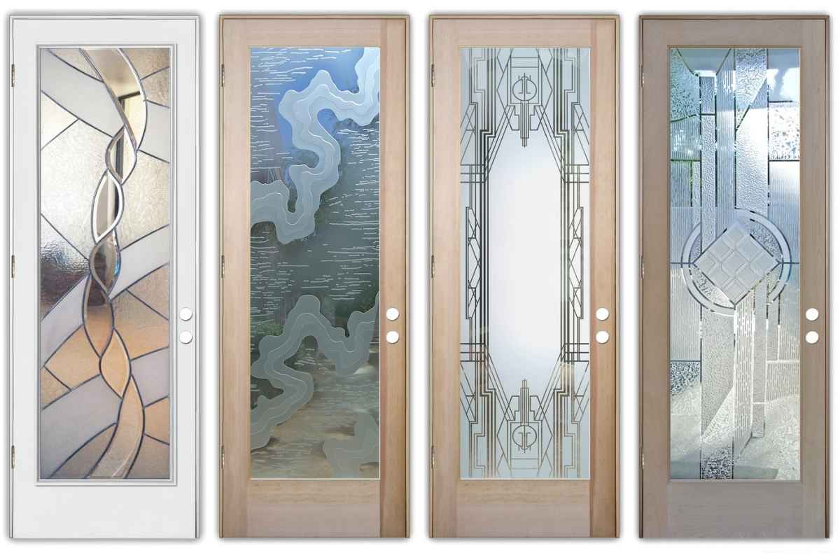 modern art glass front doors