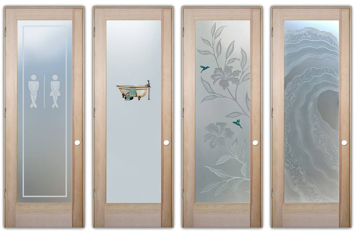 Custom frosted glass bathroom doors with privacy