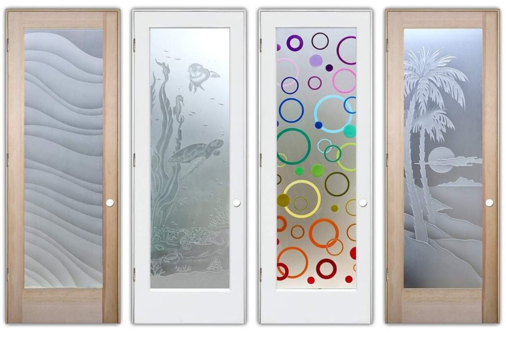 Glass bathroom doors with stunning designs