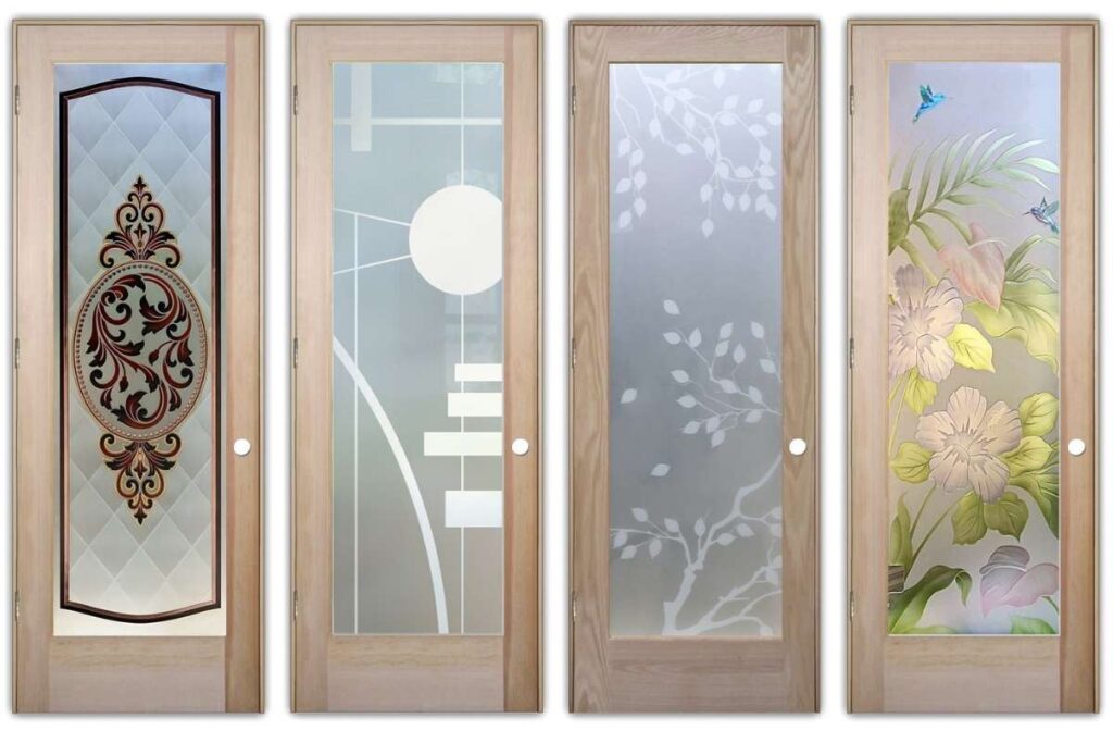 Best contemporary bathroom door collection with frosted glass and privacy