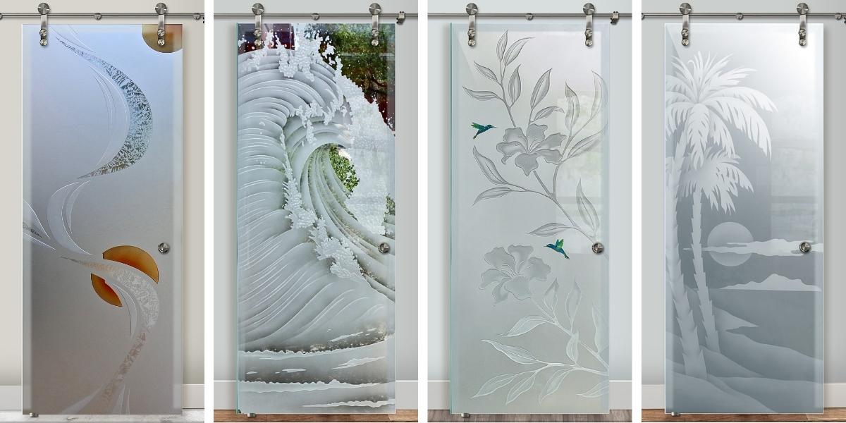 Decorative glass barn doors - Sans Soucie Art Glass