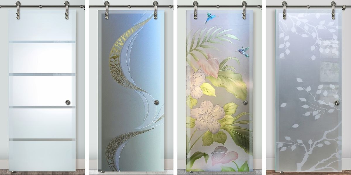 Sleek glass barn door designs
