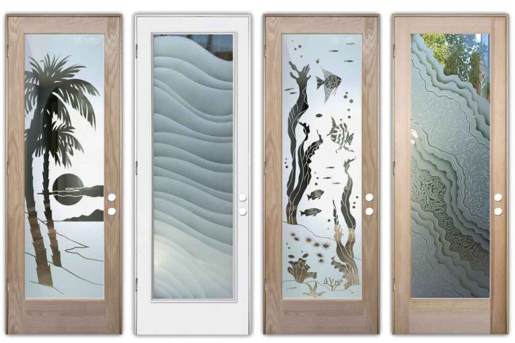 Frosted Glass Doors with a Coastal Decor Style
