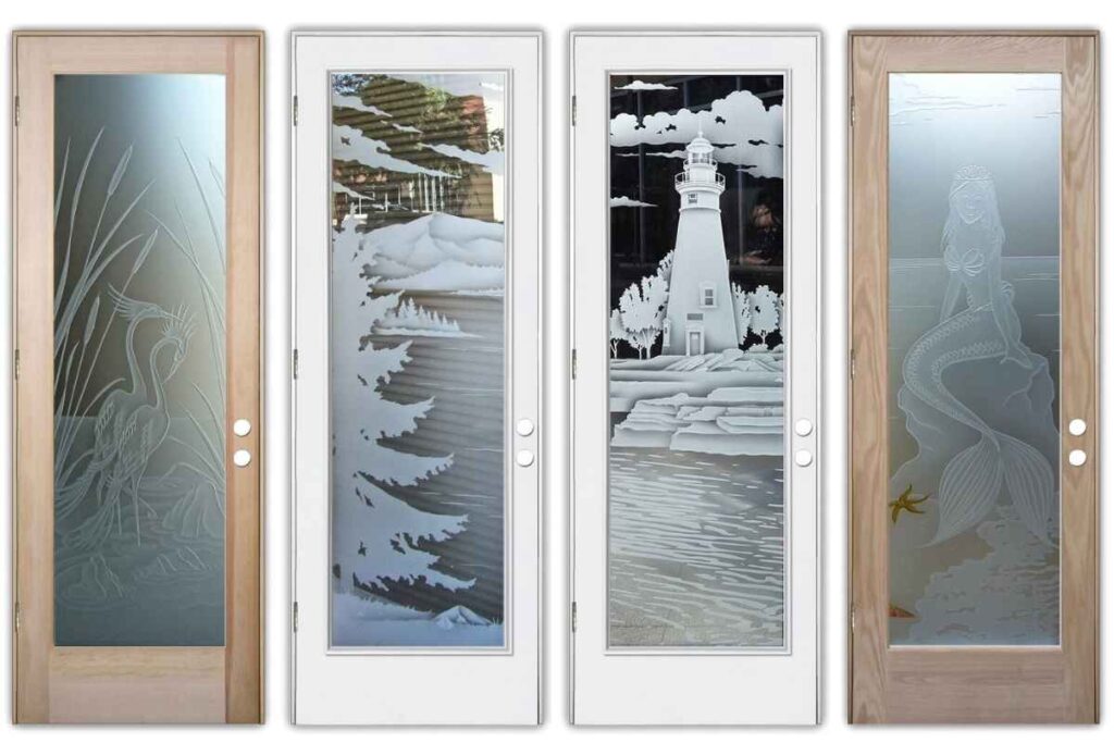 Glass front doors for beach decor style homes