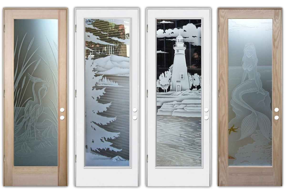 Glass front doors for beach decor style homes