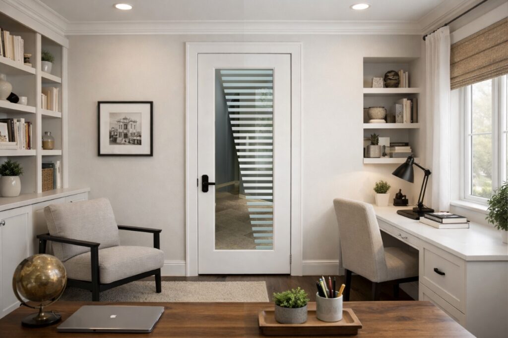 sleek bands 3D clear frosted glass interior door home office door
