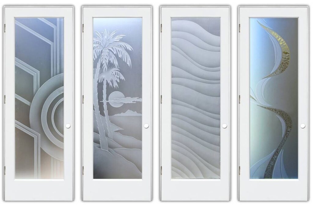 Private glass bathroom door - Sans Soucie Art Glass