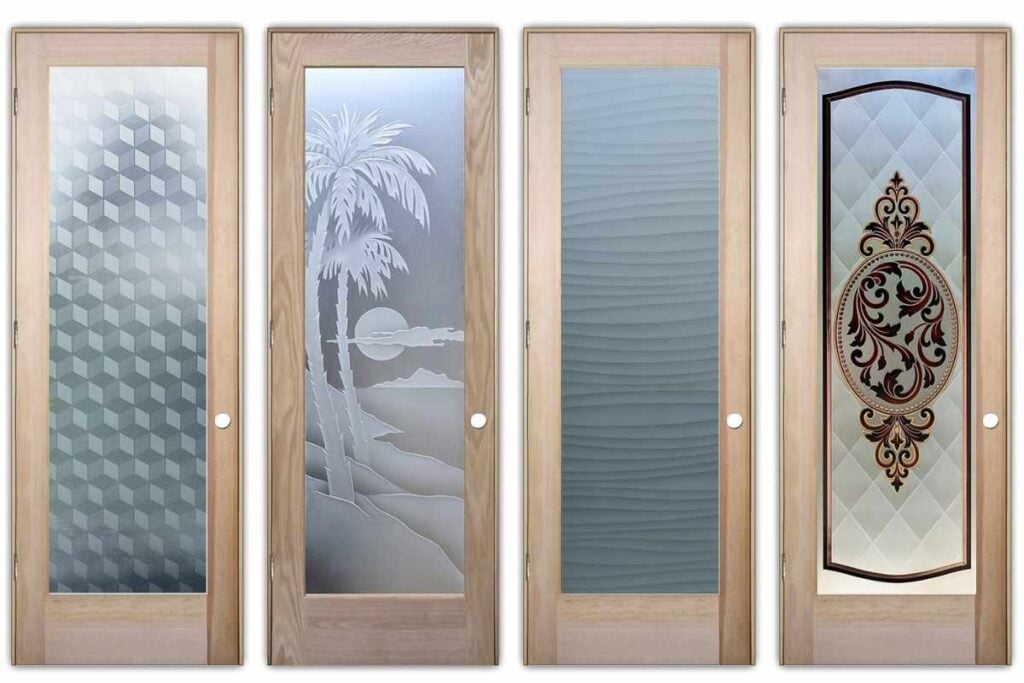 Stylish frosted glass bathroom door collection