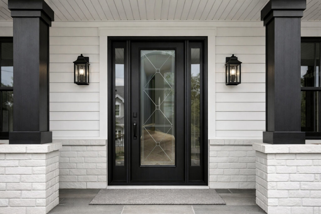 Transitional glass front door