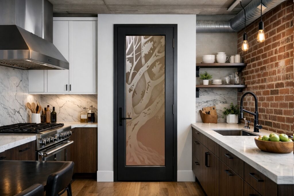 Frosted glass door feat Oak Tree design