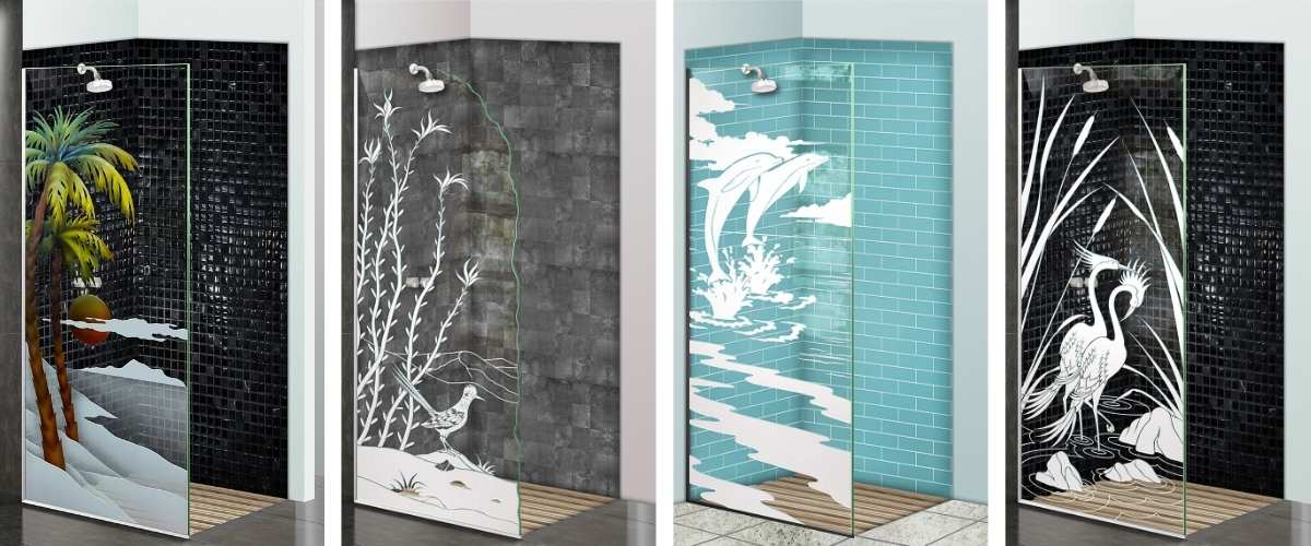 Frosted glass shower panels