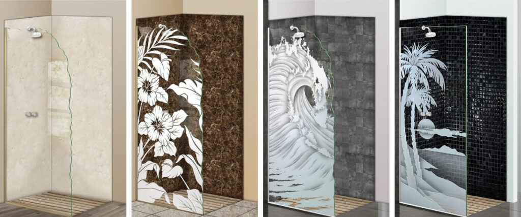Glass shower divider partitions