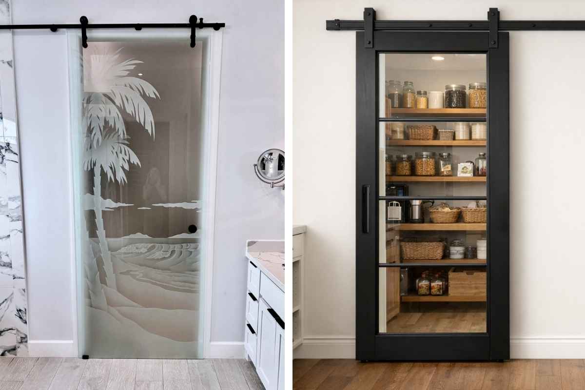 Decorative Glass Barn Doors vs Clear Glass Barn Doors - Sans Soucie Art Glass