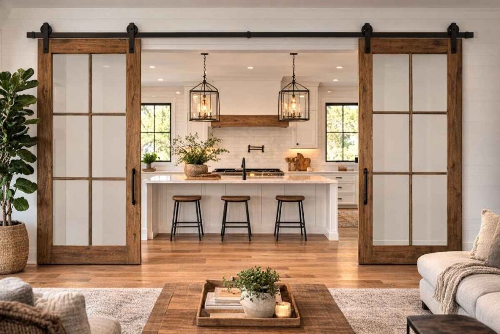 Interior sliding glass doors as room dividers