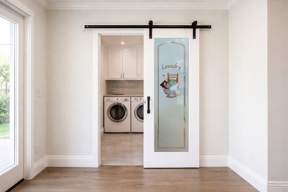 Glass doors for laundry room