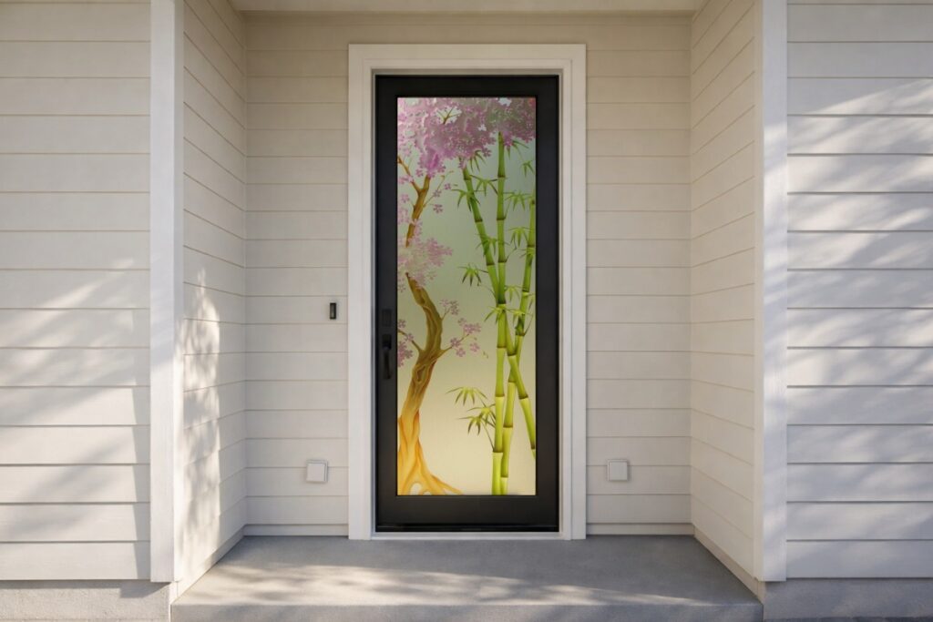 Glass door design for home: Cherry Blossom Bamboo