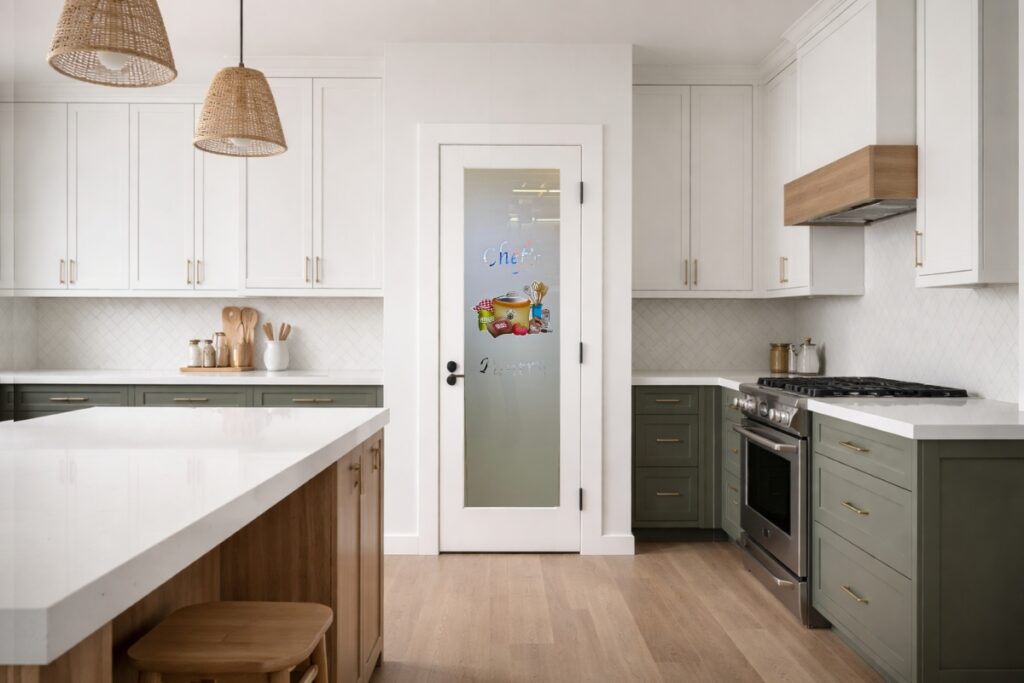 Frosted glass door pantry