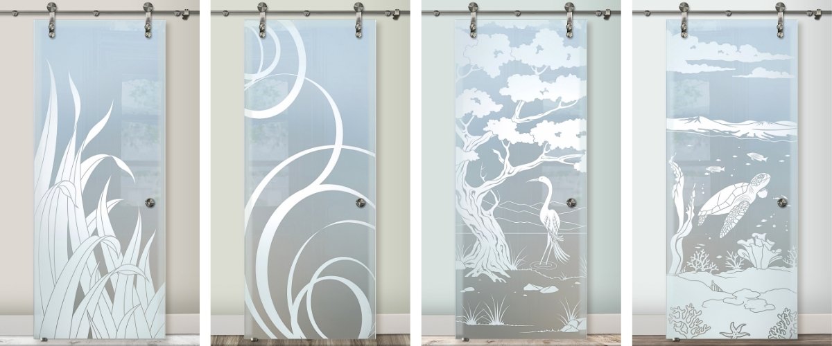 Interior all glass barn doors collection