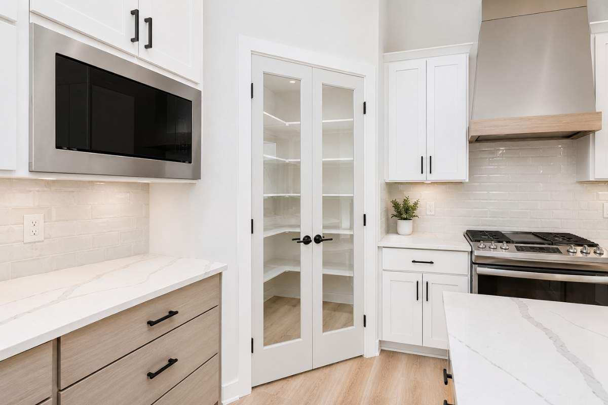 Clear glass double pantry doors