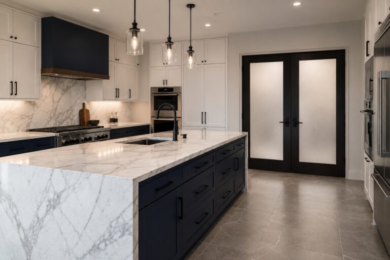 Frosted Glass Double Pantry Doors
