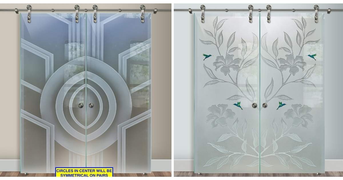 Double Barn Doors with Glass - Sans Soucie Art Glass