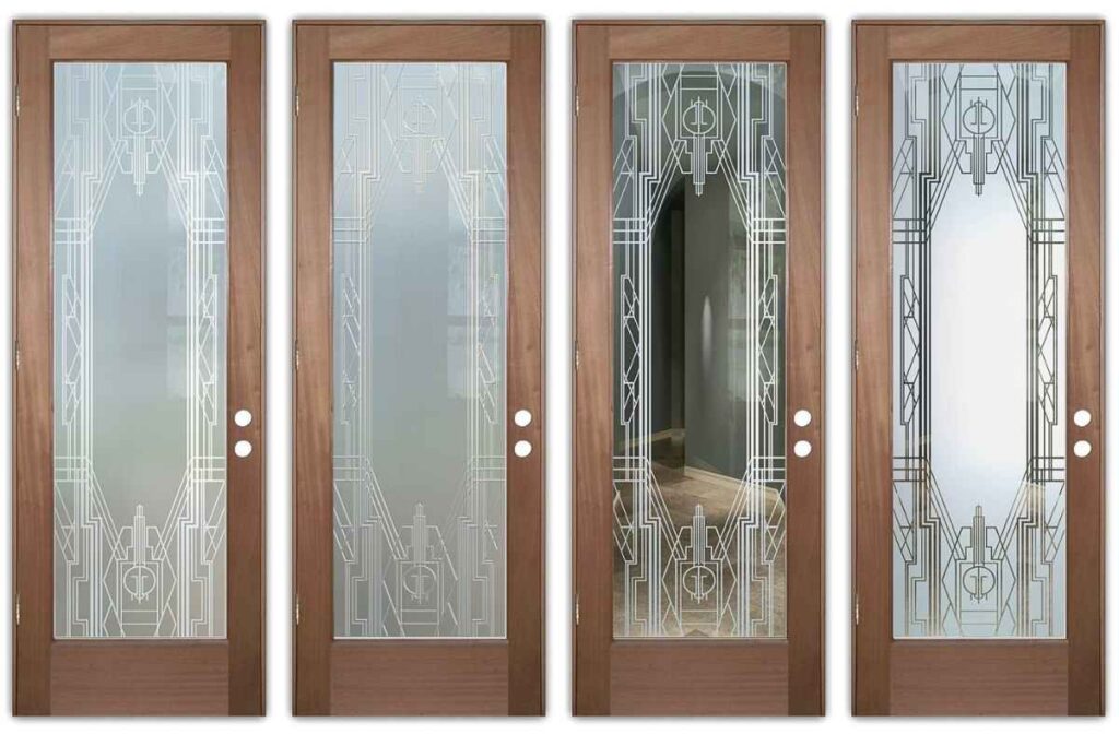 Art Deco glass front door design, different effects - Sans Soucie Art Glass