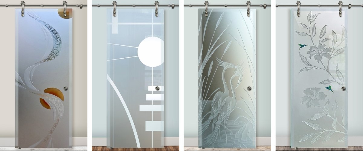 Private glass barn doors